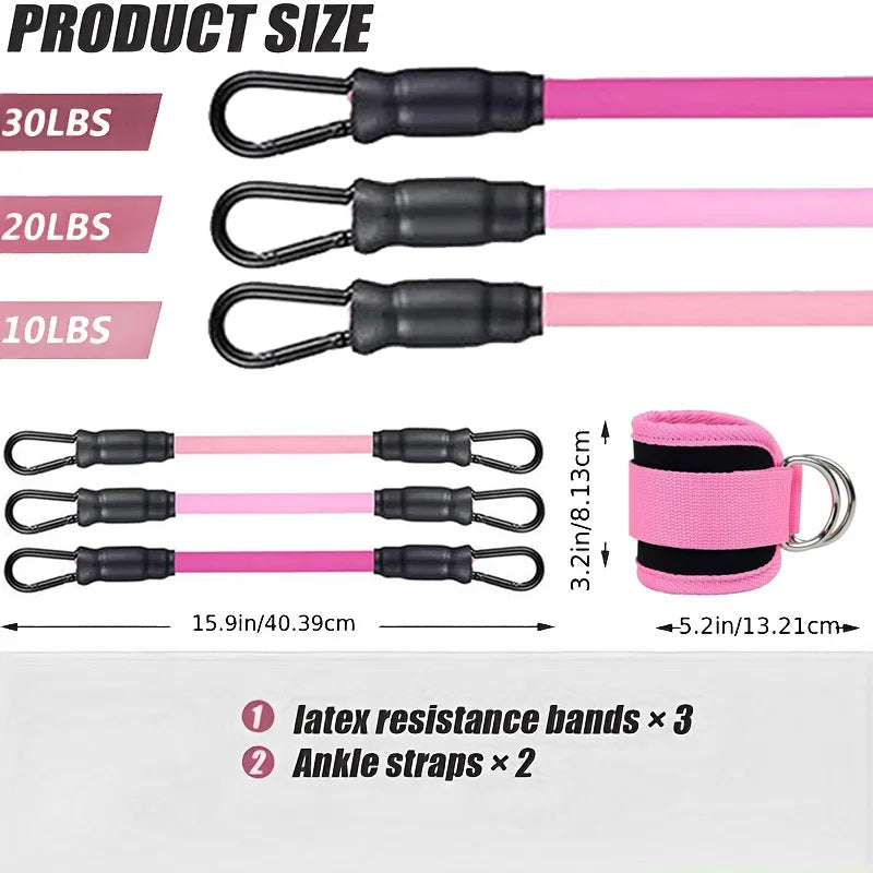 Ankle Straps Resistance Bands Set Fitness Workout Exercise Equipment Ankle Weight Yoga Elastic Fitness Band For Gym Man Woman - Omnia 