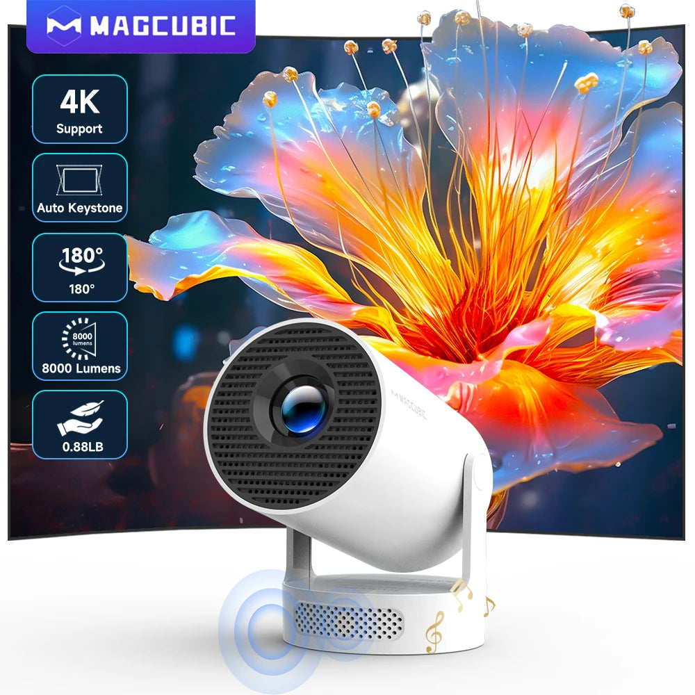 Projector Android 11 4K 1280*720P HY300 Pro + Dual Wifi 290ANSI 180°flexible BT5.0 Cinema Outdoor Portable Projector - Omnia 