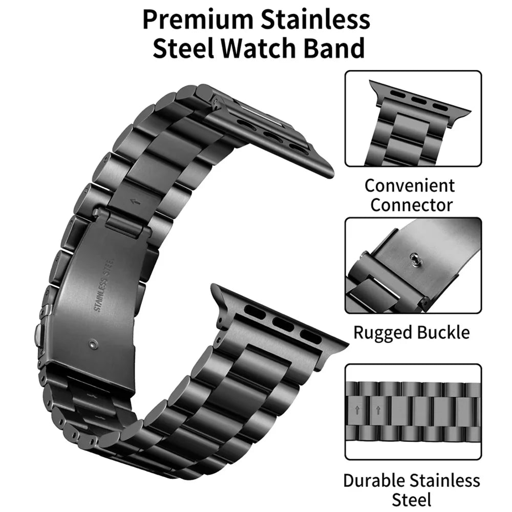 Stainless Steel Strap for Apple Watch Ultra 3/2 Band 46mm 49mm 40mm 44mm 42mm 41mm 45mm Bracelet IWatch Series 11 10 9 8 7 SE 6 - Omnia 