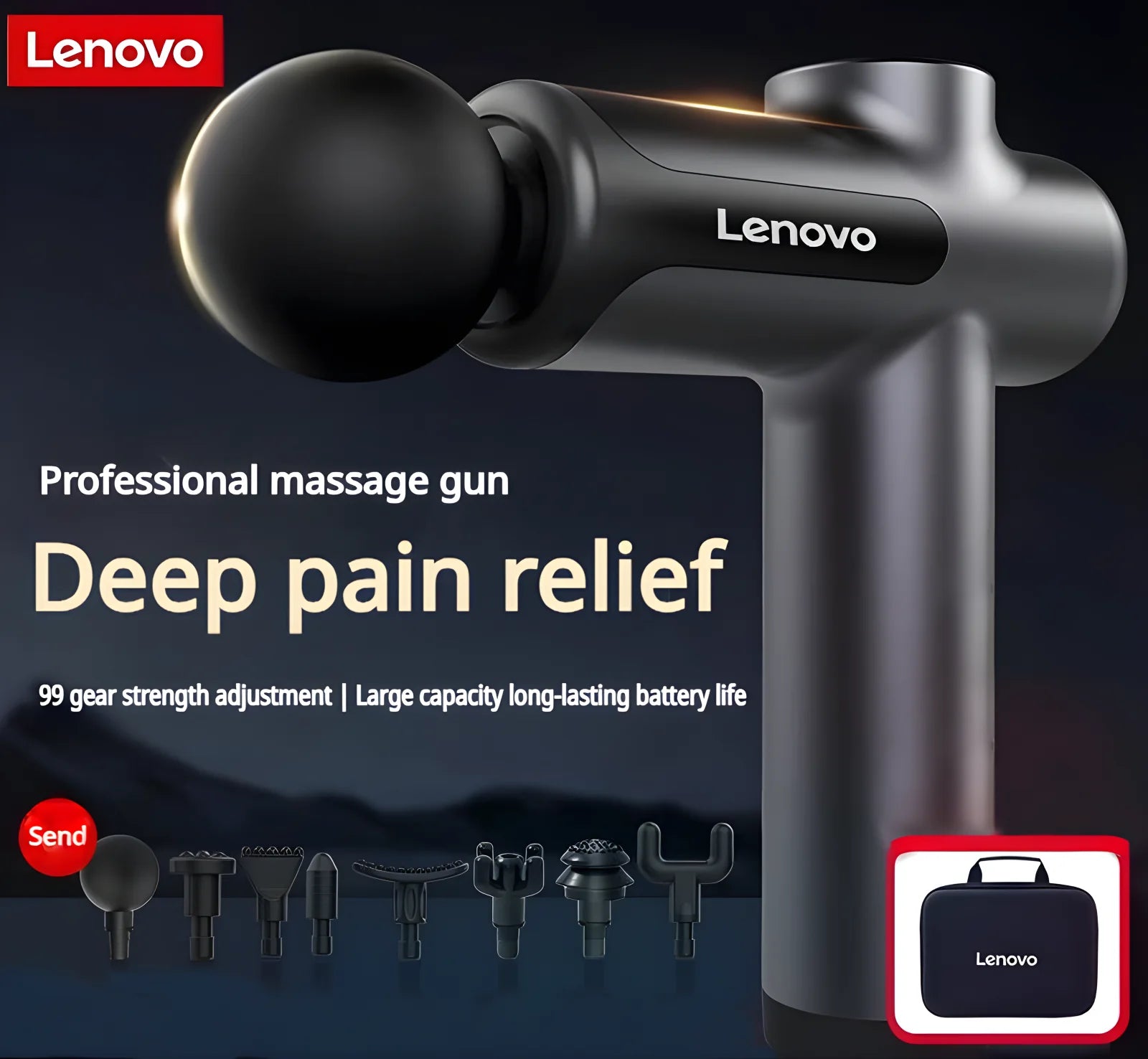 New Lenovo N3 Series Fascia Gun  LED Touch Screen 8Massage Head Muscle Relaxation Massager Relieve Exercise Soreness Portable - Omnia 