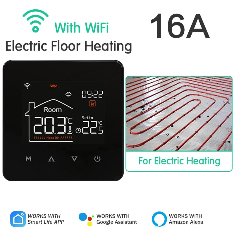 Tuya Smart Home Thermostat Water Electric Warm Floor Heating Gas Boiler WiFi Temperature Remote Controller with Google Alexa - Omnia 
