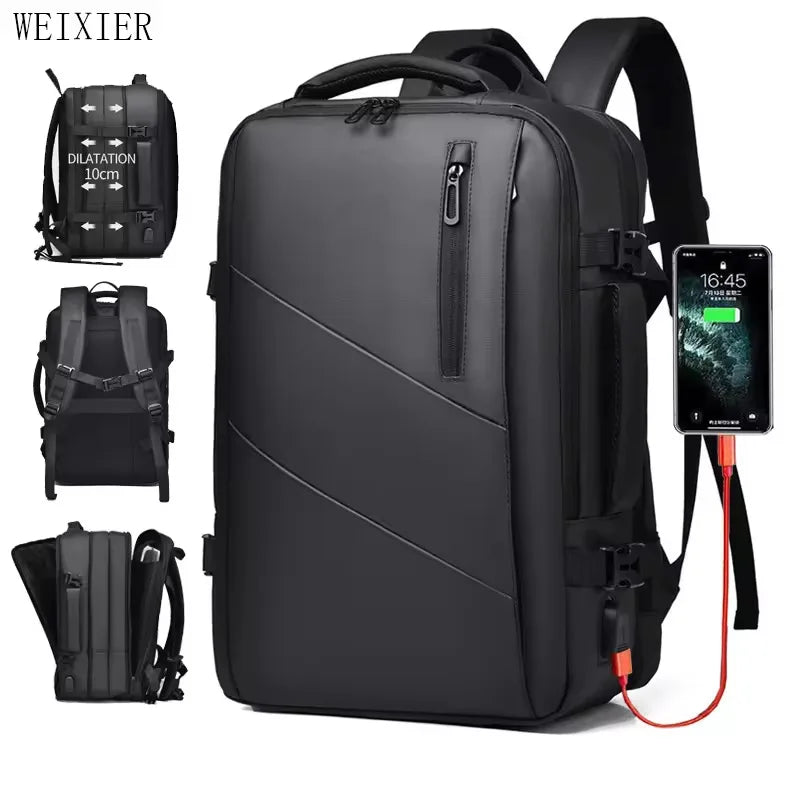 Weixier 16 Inch Large-capacity Men's High-end Backpack Computer Bag High-end Business Bag Expandable Backpack Witch USB - Omnia 