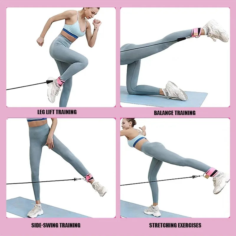 Ankle Straps Resistance Bands Set Fitness Workout Exercise Equipment Ankle Weight Yoga Elastic Fitness Band For Gym Man Woman - Omnia 