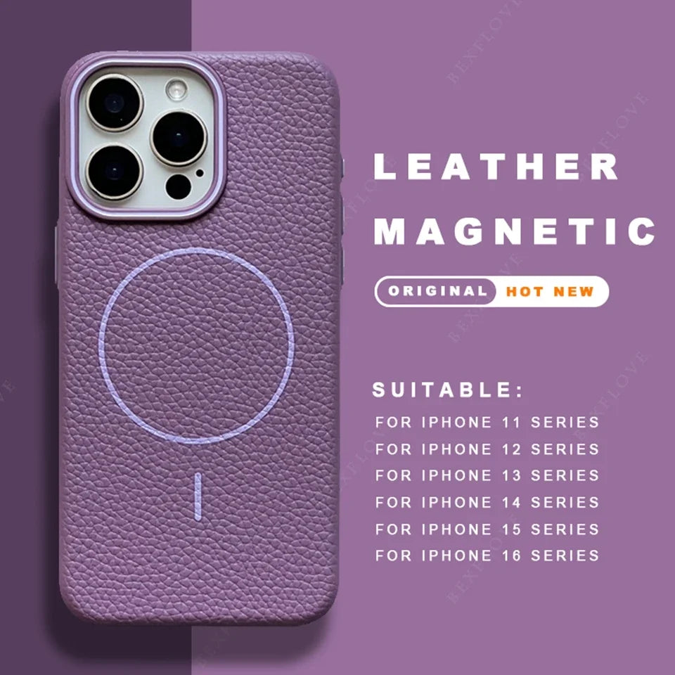 Official Leather Skin Texture Magsafe Phone Case For iPhone - Omnia 