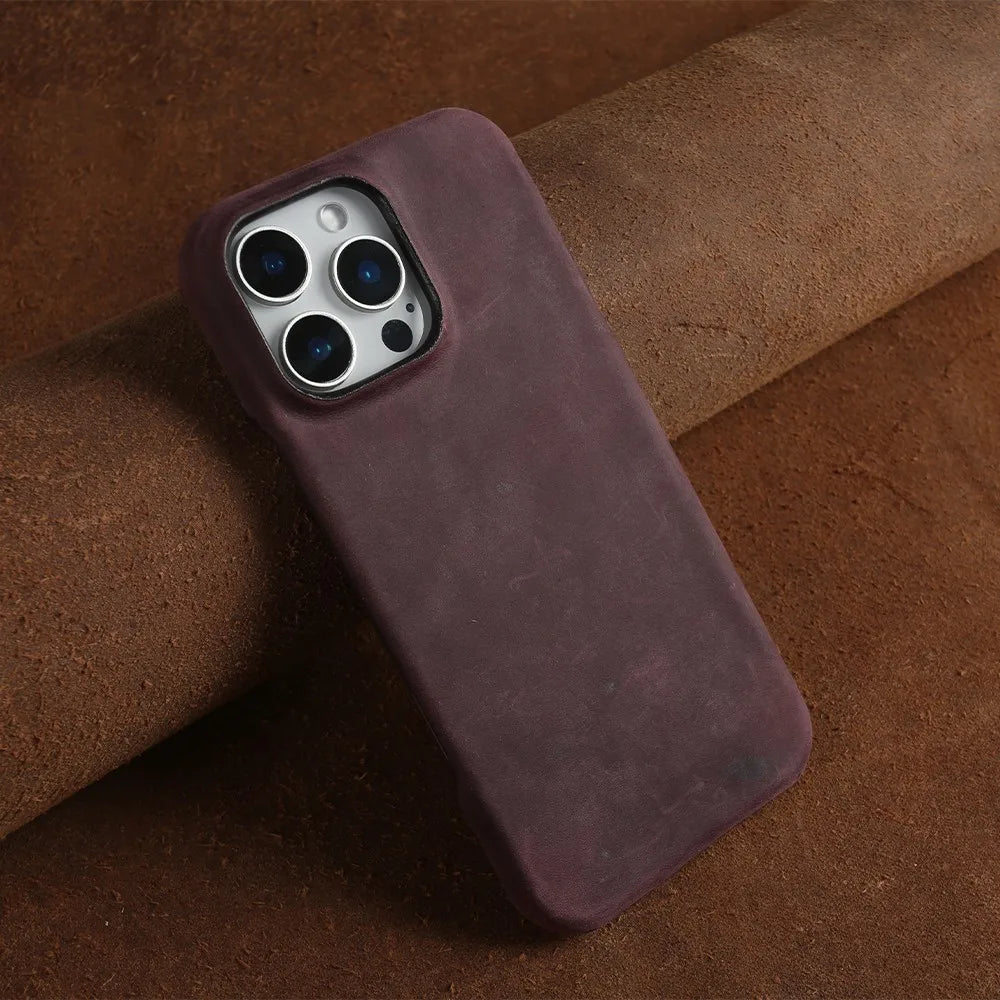 Classic Durable Crazy House Pattern Genuine Leather Phone Case For Iphone - Omnia 