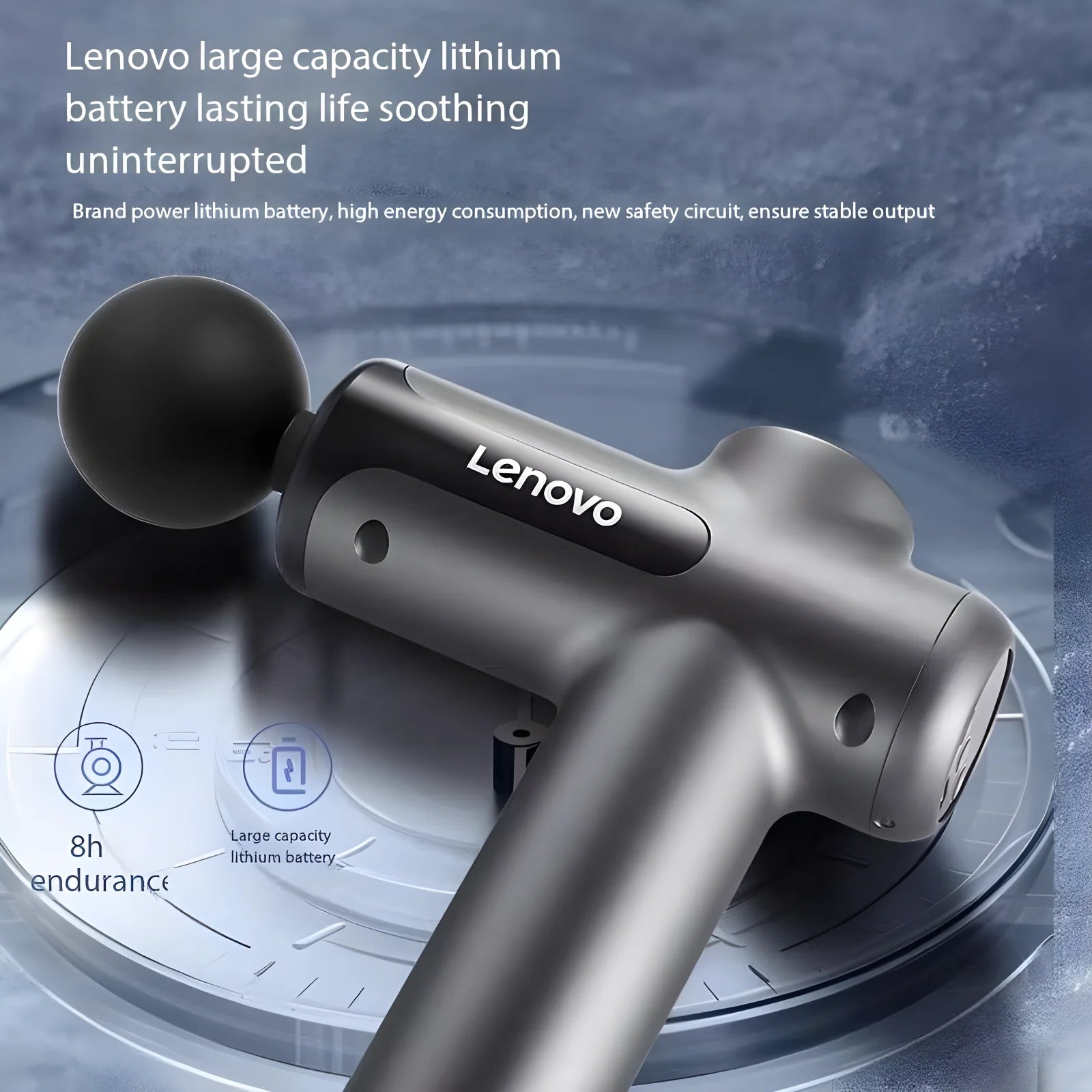New Lenovo N3 Series Fascia Gun  LED Touch Screen 8Massage Head Muscle Relaxation Massager Relieve Exercise Soreness Portable - Omnia 