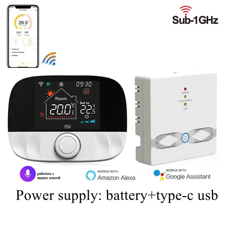 RF Wireless Thermostat Smart WiFi Floor Heating For Gas Boiler Battery Powered Tuya Temperature Controller Receiver Alice Google - Omnia 
