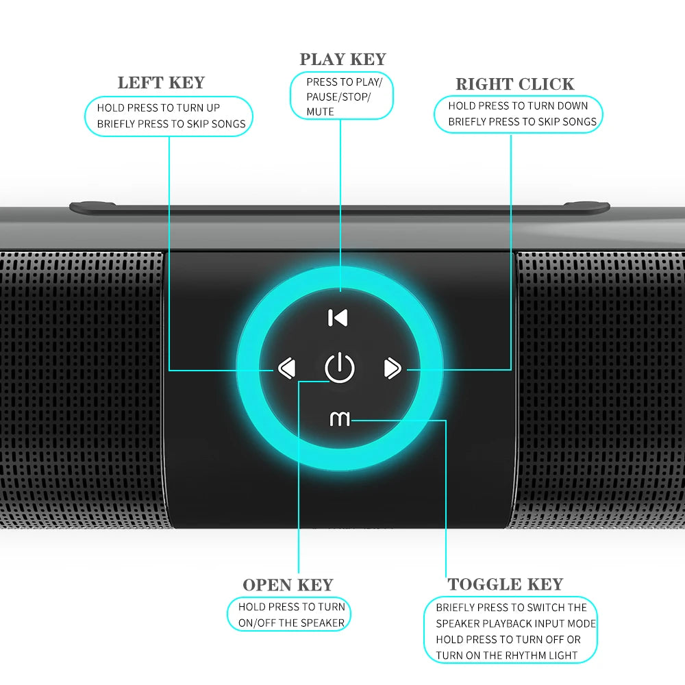 Wireless Bluetooth Sound Bar Speaker System Super Power Sound Speaker Wired Wireless Surround Stereo Home Theater TV Projector - Omnia 