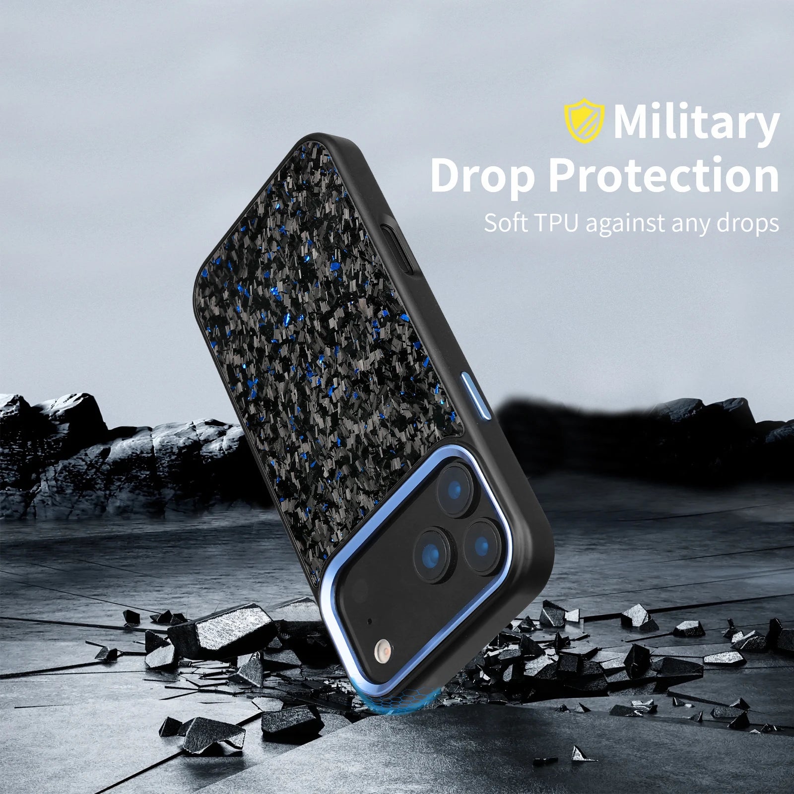 Forged Carbon Fiber Case for iPhone 17 17Air 17Pro 17 Pro Max with Magsafe Metal Camera Lens and Buttons Magnetic Phone Cover - Omnia 