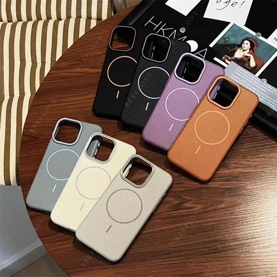 Official Leather Skin Texture Magsafe Phone Case For iPhone - Omnia 
