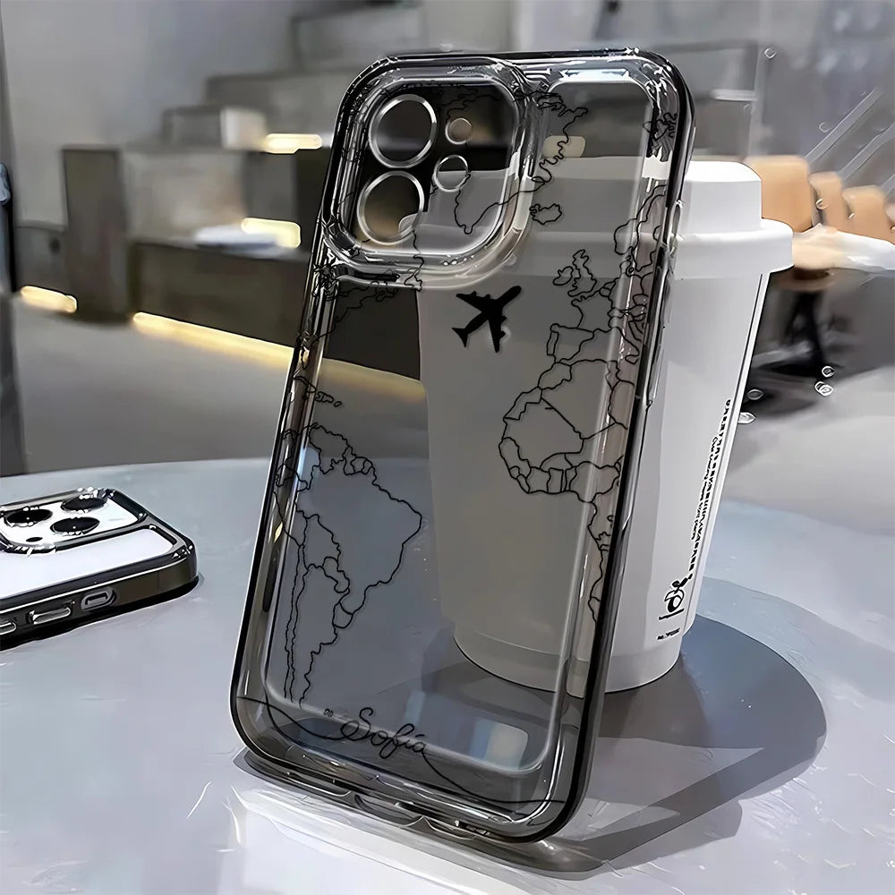 Travel-nspired Airplane Route Desian Clear Phone Case For iPhone - Omnia 