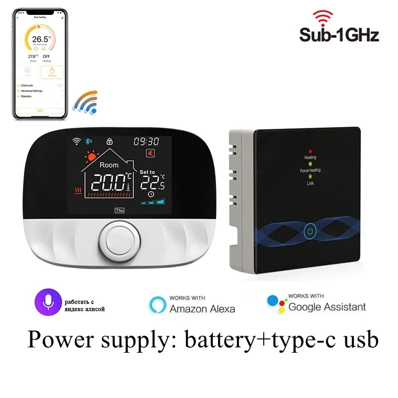 RF Wireless Thermostat Smart WiFi Floor Heating For Gas Boiler Battery Powered Tuya Temperature Controller Receiver Alice Google - Omnia 