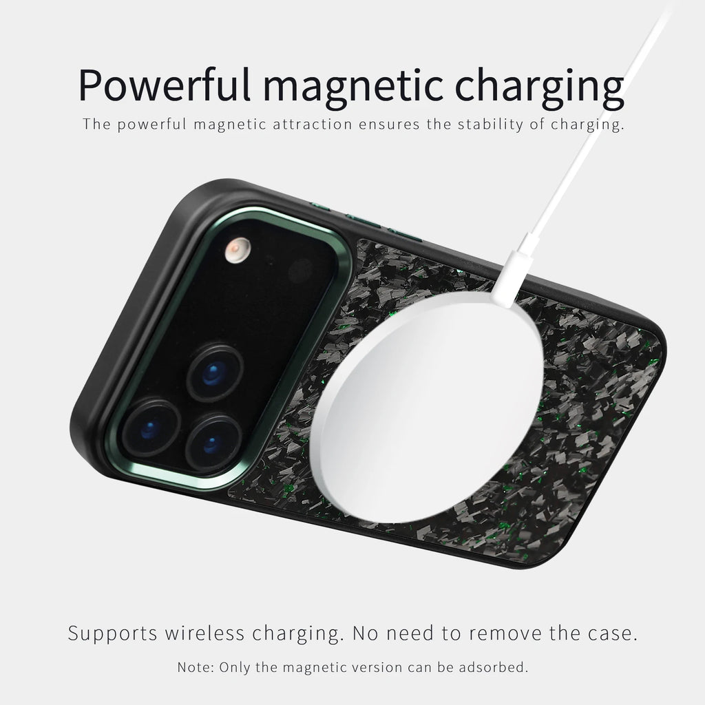 Forged Carbon Fiber Case for iPhone 17 17Air 17Pro 17 Pro Max with Magsafe Metal Camera Lens and Buttons Magnetic Phone Cover - Omnia 