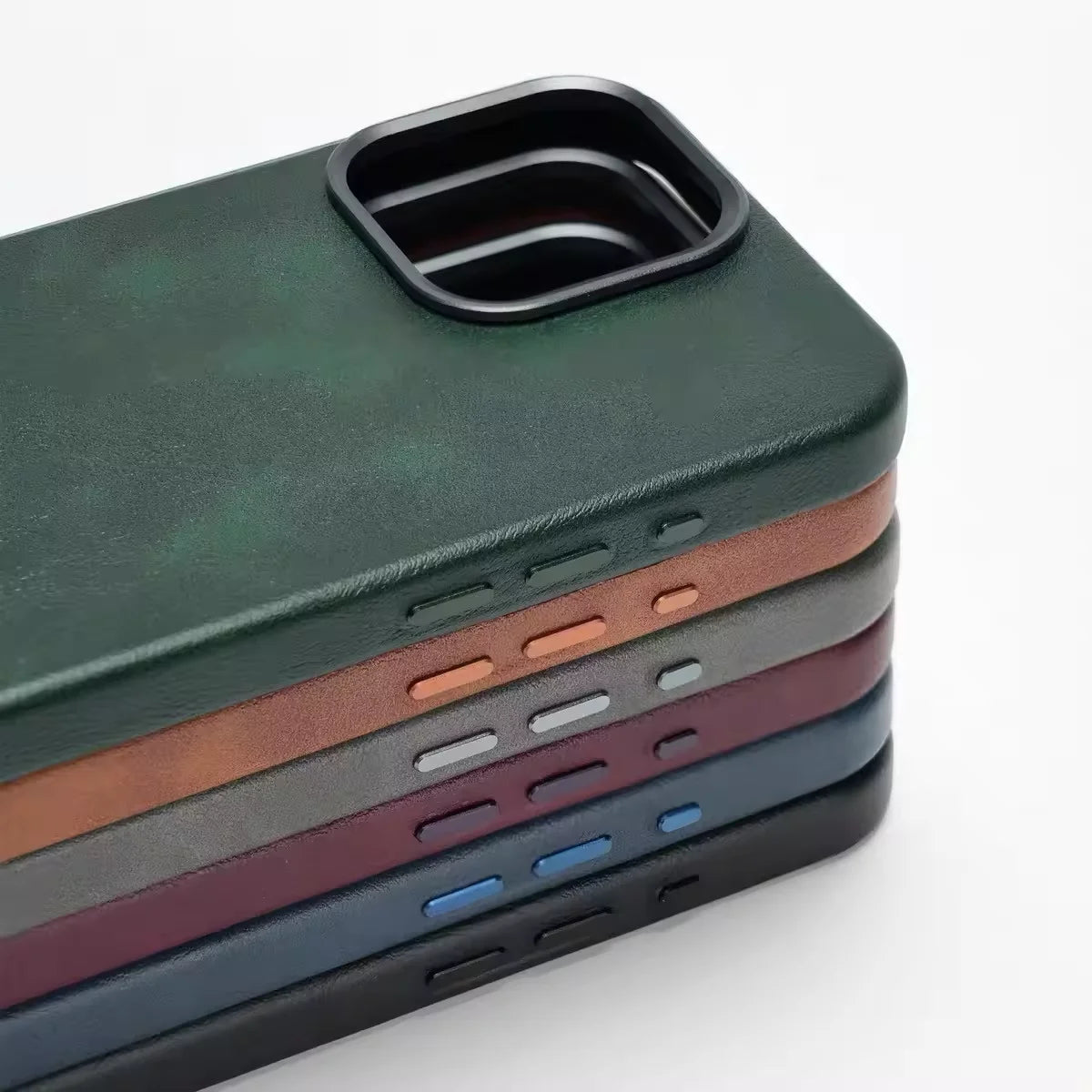 Premium Vintage Leather Magnetic Phone Case for IPhone 16 14 13 15 Pro Max Wireless Charging Alloy Camera Shockproof Back Cover - Omnia 