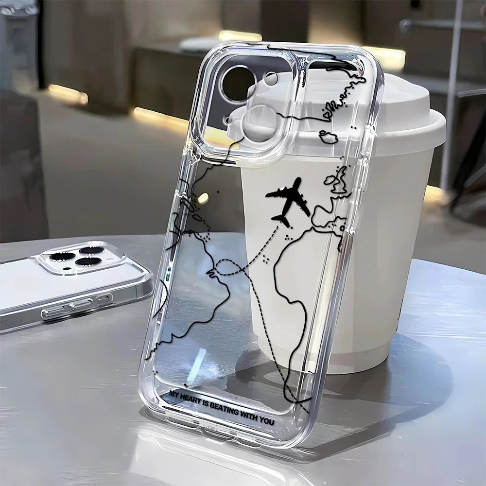 Travel-nspired Airplane Route Desian Clear Phone Case For iPhone - Omnia 