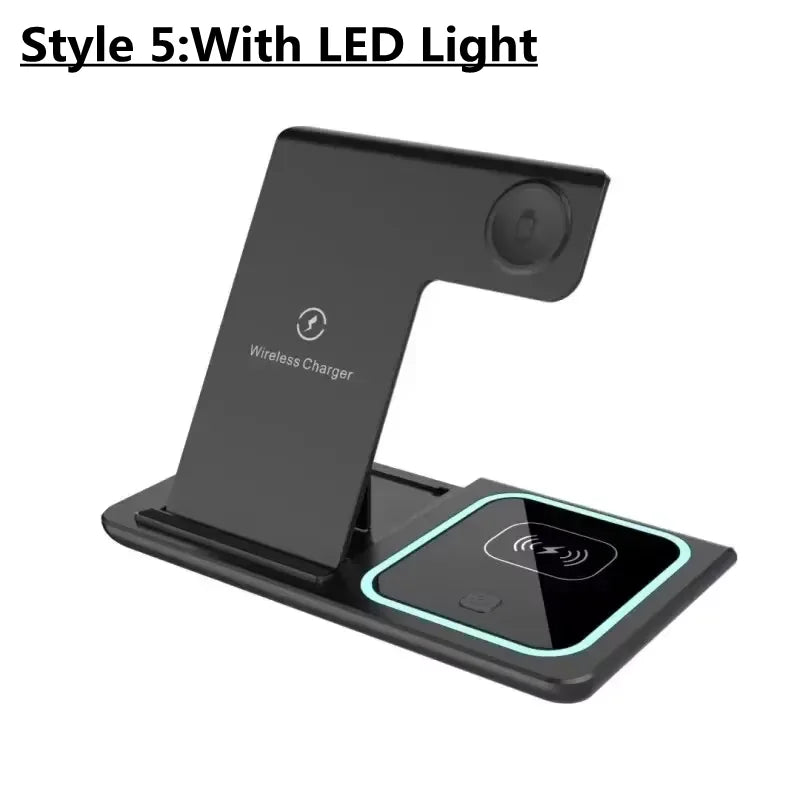 300W Fast Wireless Charger Stand Pad Foldable Fast Charging Station Dock for iPhone 16 15 14 13 12 Pro Max Apple Watch Airpods - Omnia 
