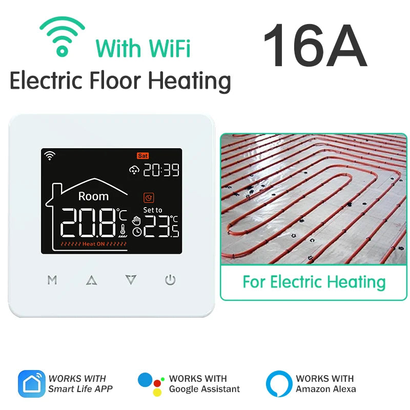 Tuya Smart Home Thermostat Water Electric Warm Floor Heating Gas Boiler WiFi Temperature Remote Controller with Google Alexa - Omnia 