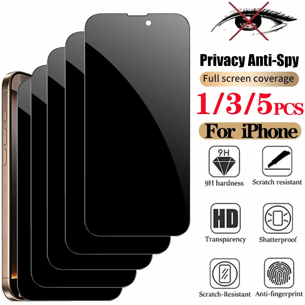 1/3/5 PCS Anti Spy Tempered Glass For iPhone 17 16 15 Pro Max Privacy Screen Protector iPhone 16 Front Film iPhone 15 14 Plus verre trempe iphone 17 16e 14 13 12 11 Privacy Film - Omnia 
