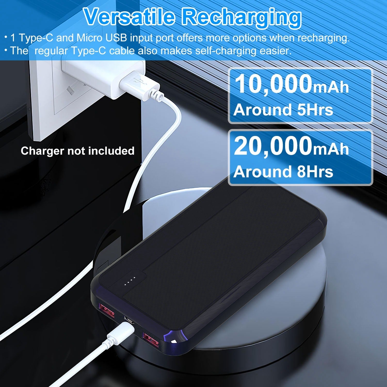 1Pc 10000mAh Or 20000mAh Optional PD22.5W Fast Charging Power Bank Fast Charger Portable Phone Charger With Type-C USB Cable Fit - Omnia 