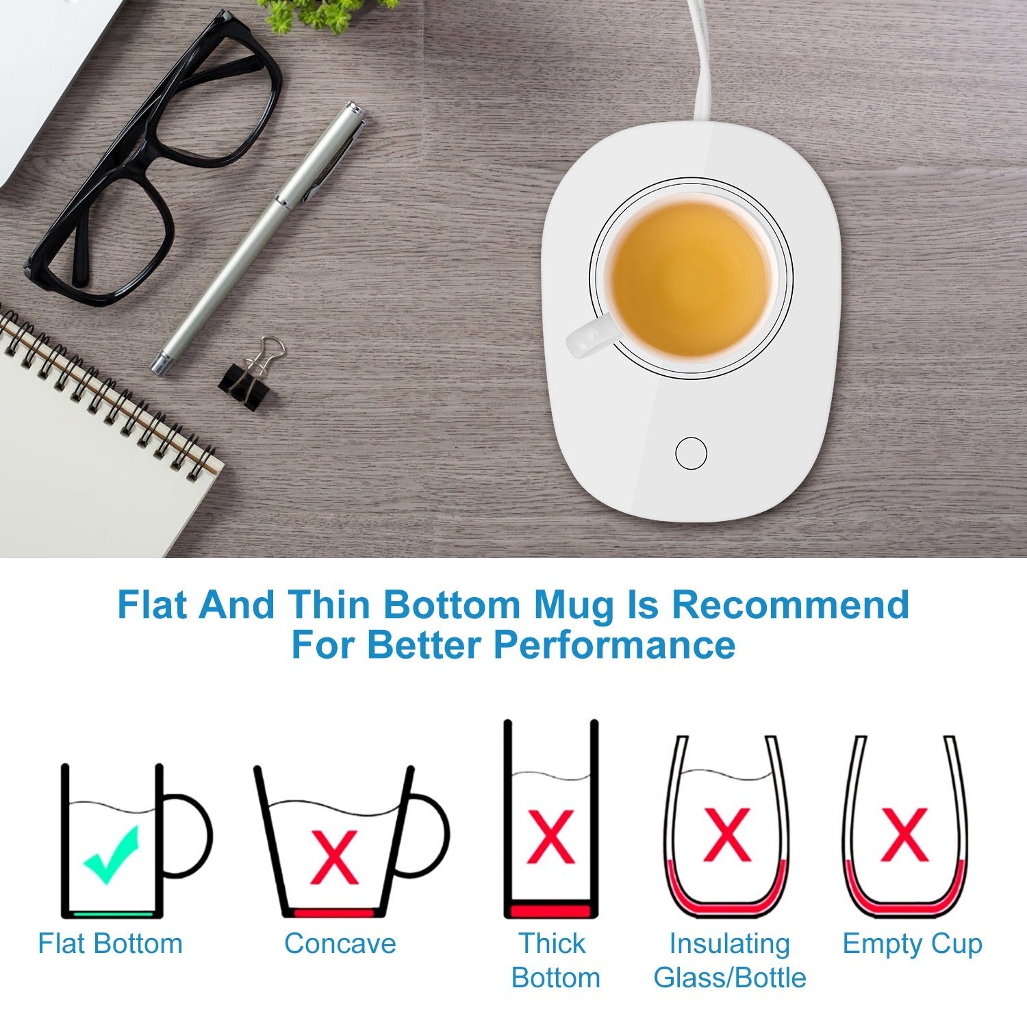 1Pc Coffee Mug Warmer Cup Warmer Auto Shut Off Coffee Tea Milk Electric Heater Pad Office Home Desk Electric Beverage Warmer Mat - Omnia 